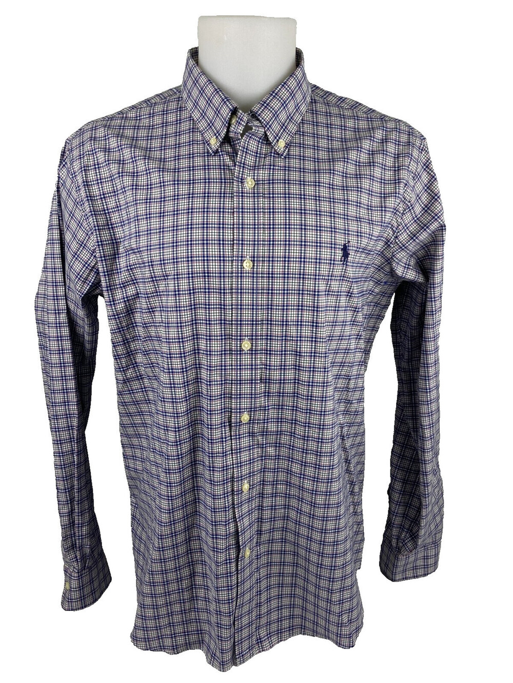 Ralph Lauren Men XL Blue Plaid Button Front Shirt Casual Dress
